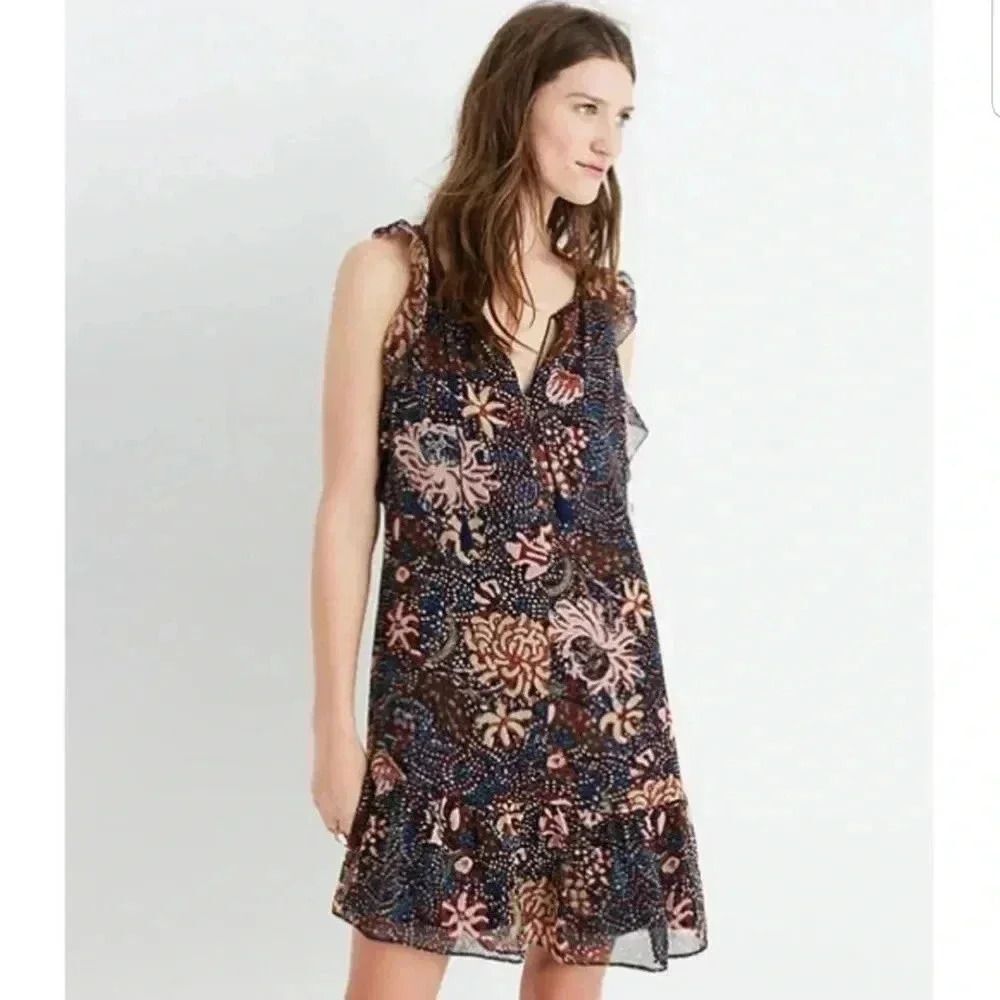 {Madewell} Sea Floral Lily Ruffle Dress Size Small - Picture 1 of 15